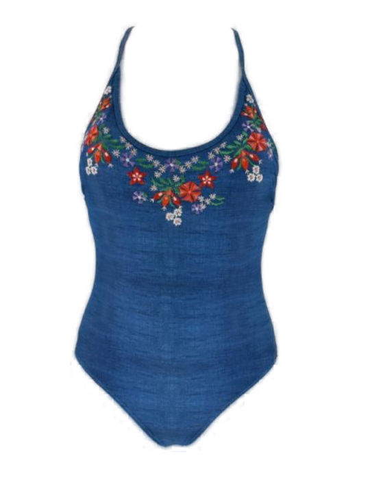 Floral Blue One Piece Swimsuit
