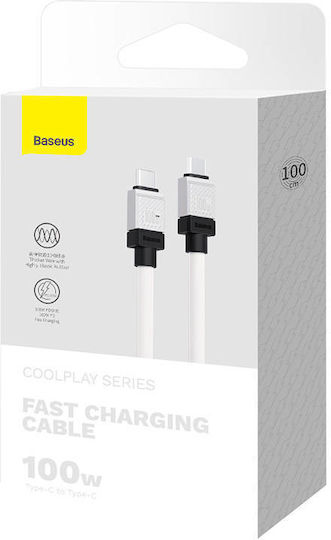 Baseus CoolPlay USB 2.0 Cable USB-C male - USB-C 100W White 1m (CAKW000202)