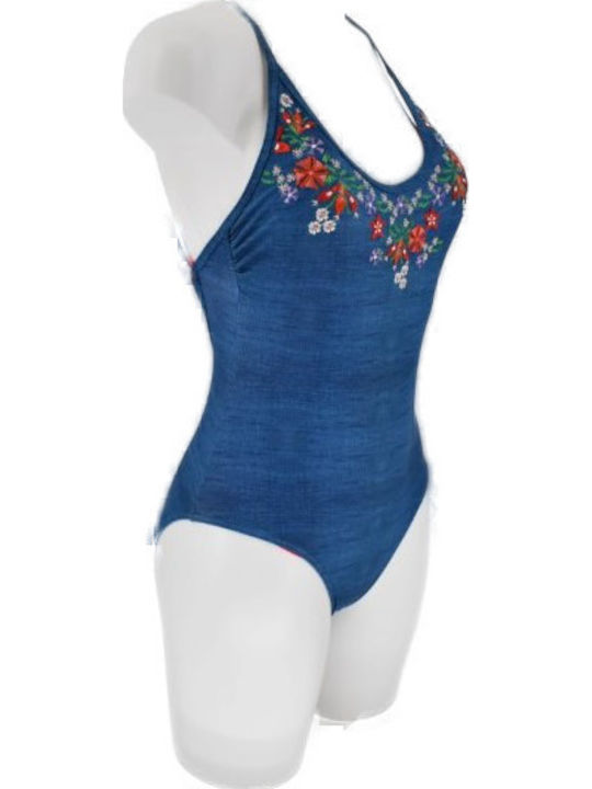 Floral Blue One Piece Swimsuit