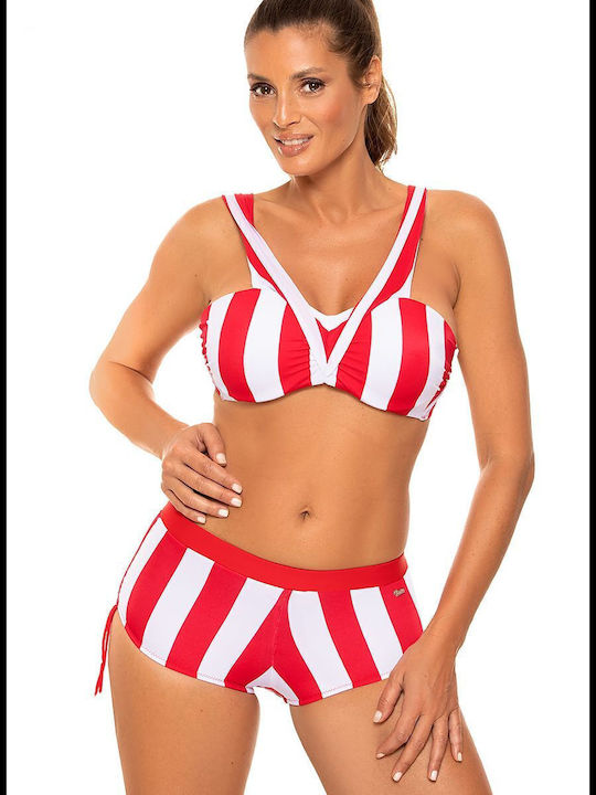 Set Bikini Push Up Ψηλόμεσο Κόκκινο