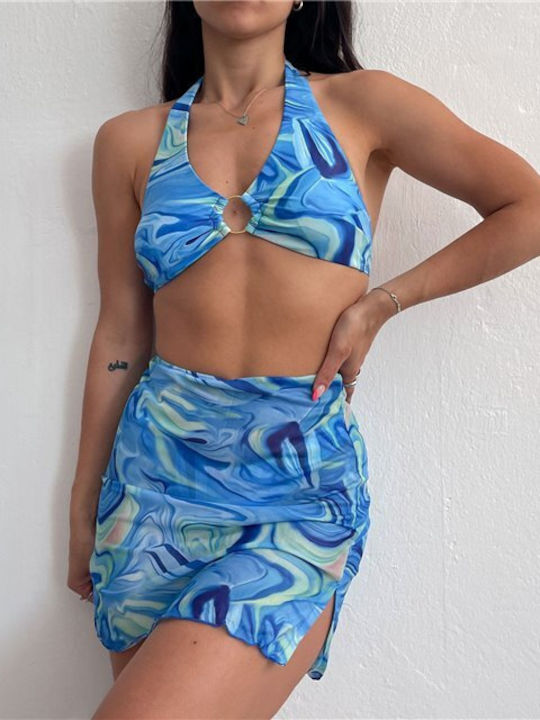 Chica Set Bikini 3 Bucăți Triunghi Albastru