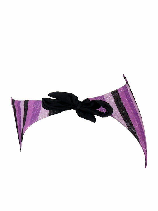 G Secret Padded Bikini Set Triangle Top & Slip Bottom with Laces Purple Striped