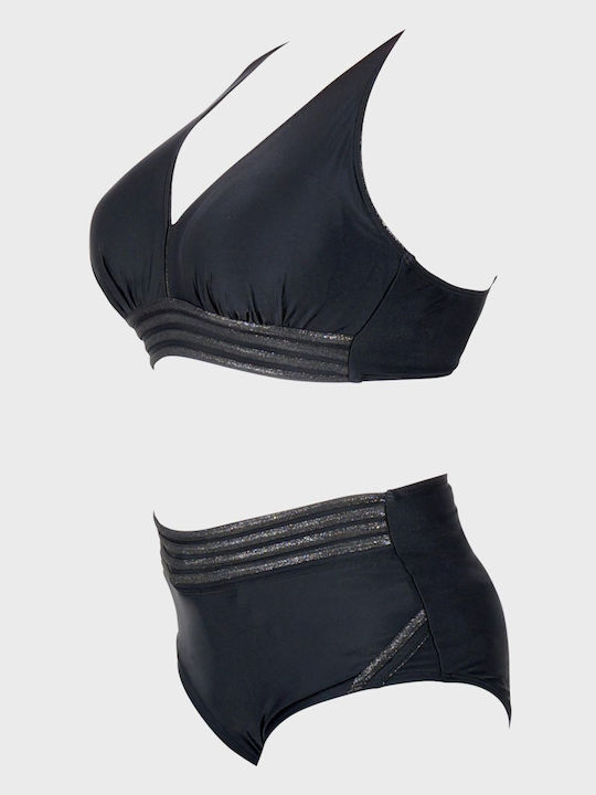 G Secret Bikini Set Triangle Top & Slip Bottom Silver Striped