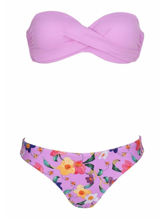 G Secret Padded Bikini Set Bra & Slip Bottom Lilac Floral