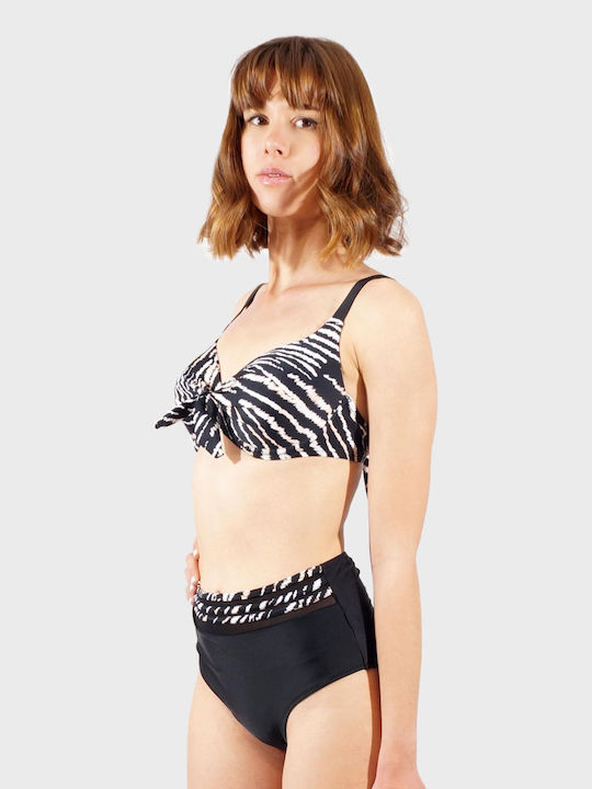 G Secret Set Bikini Ψηλόμεσο Animal Print Μαύρο