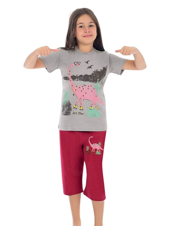 Elit Star Set Top & Bottom Kids Summer Cotton Pyjamas Gray