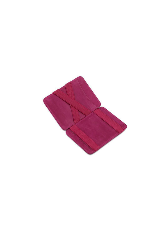 Hunterson Magic Wallet Δερμάτινο Ανδρικό Πορτοφόλι Καρτών με RFID Ροζ