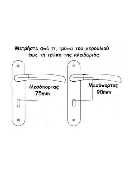 Viobrass Ръкохватка Средна врата с Плоча Двойка (Разстояние между центровете 75мм) Златист