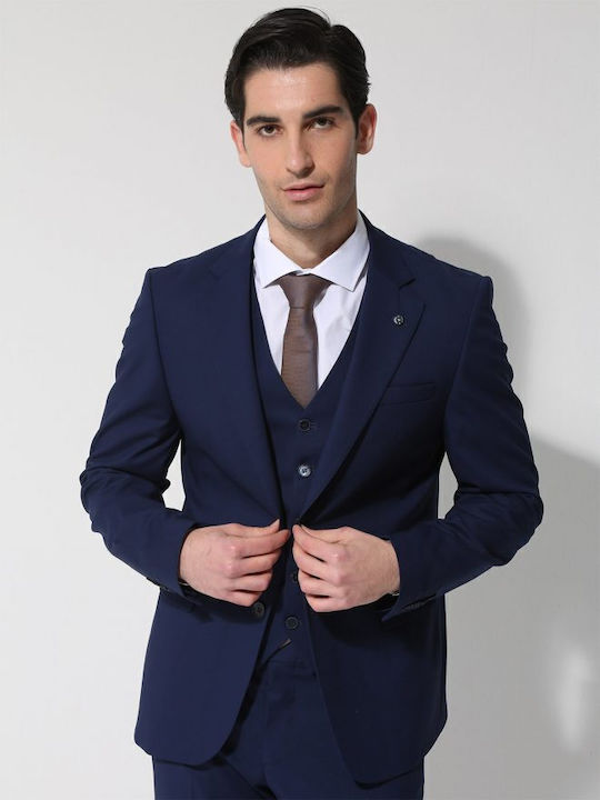 Men's Suit with Vest Blue