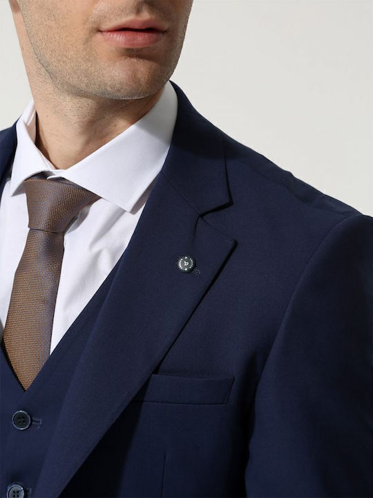 Men's Suit with Vest Blue