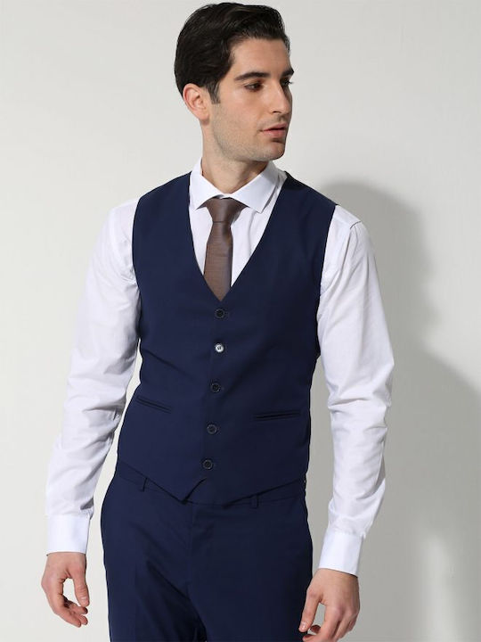 Men's Suit with Vest Blue