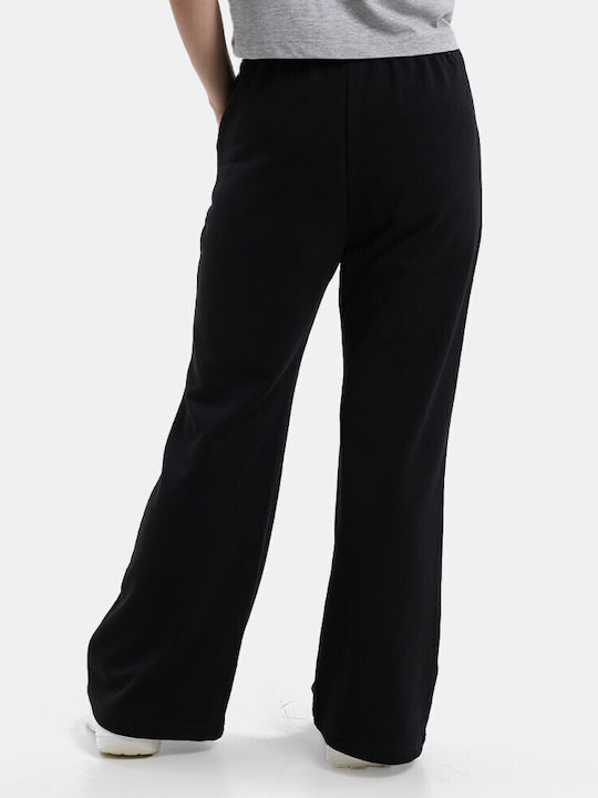 Target Raster Women's High Waist Wide Sweatpants Black