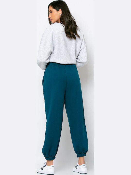Ψηλόμεσο Παντελόνι Φόρμας με Λάστιχο Fleece Μαύρο