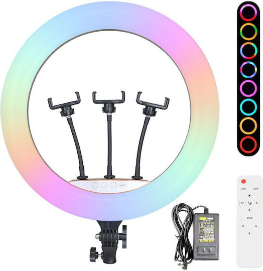 Technovo RGB Ringlicht 56cm und Halterung für Handy