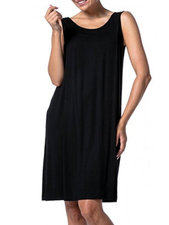 Cotton Sleeveless Maternity Dress Black