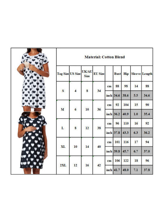 Summer Cotton Short Sleeve Maternity Dress Black