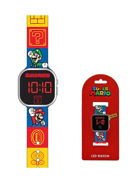 Kids Licensing Ceas digital pentru copii Super Mario cu curea din cauciuc/plastic Multicolor