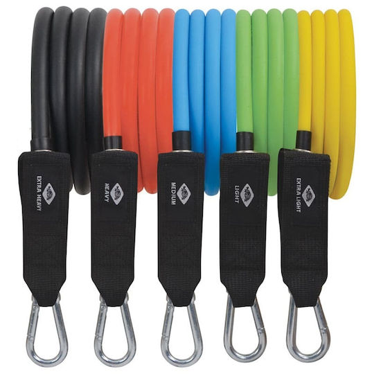 Schildkrot Tubular Elastic Bands with Handles Set 5pcs Multicolored 1.2m