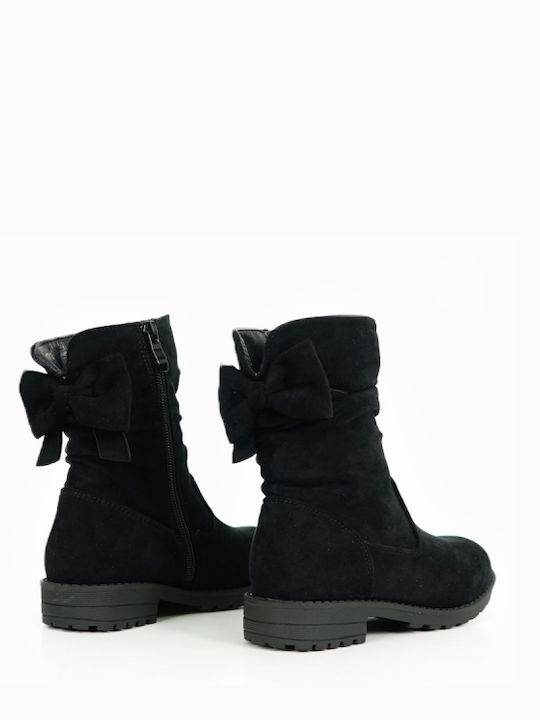 Piazza Shoes Kids Suede Boots with Zipper Black