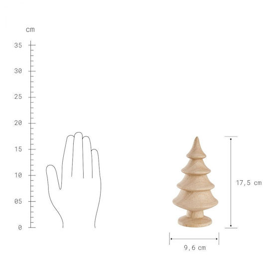 Decorațiune de Crăciun Lemn Braduleț 17.5cm. Bej