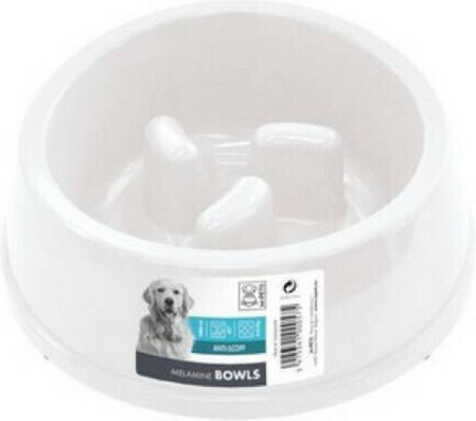 M-Pets Μπολ Φαγητού Αργού Ταΐσματος για Σκύλο 900ml σε Λευκό Χρώμα