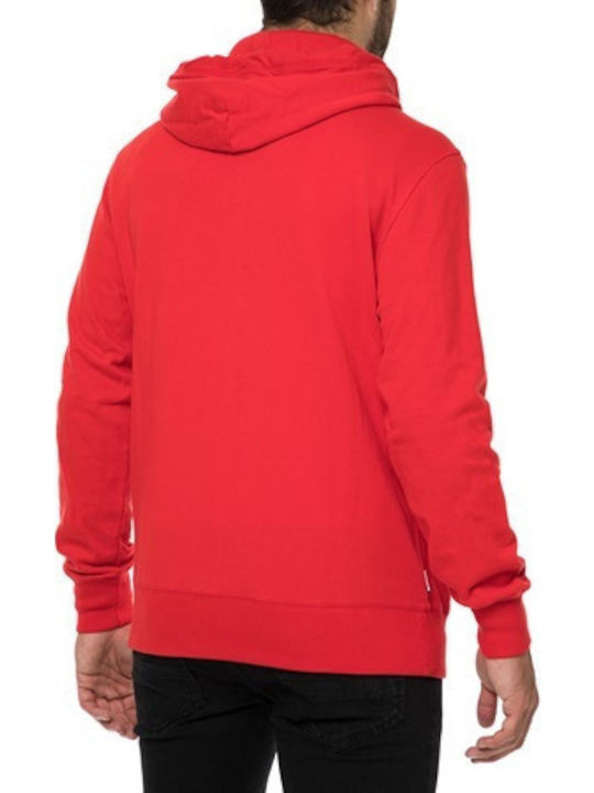 Franklin & Marshall Herren Sweatshirt Jacke mit Kapuze und Taschen Rot