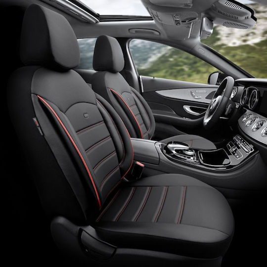 Otom Car Cover Set 11pcs Leatherette Inspire Design Universal Black / Red