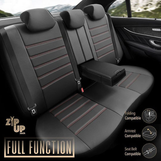 Otom Car Cover Set 11pcs Leatherette Inspire Design Universal Black / Red