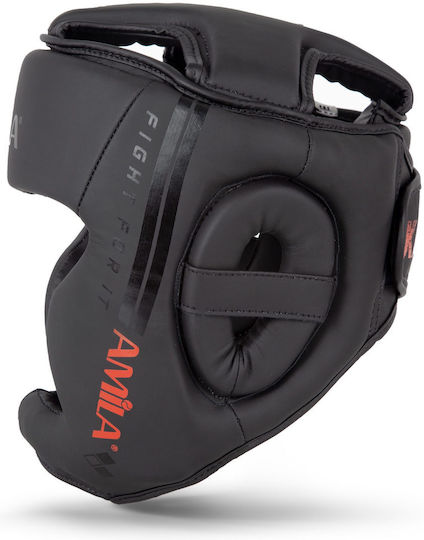 AMILA Kaos Adult Full Face Boxing Headgear Synthetic Leather Black