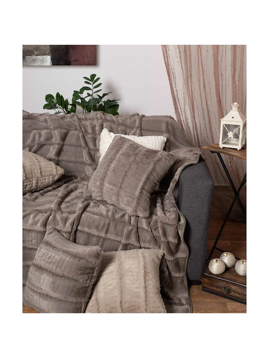 Silk Fashion Decorative Pillow Case Stripe Fleece Gray 45x45cm. 5206978117213