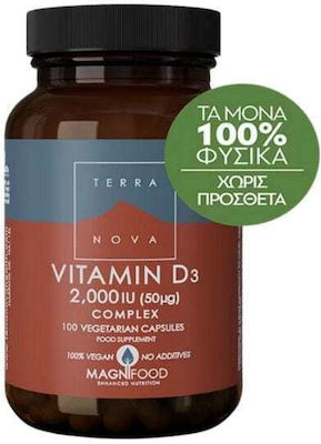 TerraNova Vitamin D3 Complex Vitamin für Stärkung des Immunsystems & die Knochengesundheit 2000iu 100 veg. Kappen