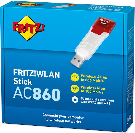 AVM Fritz!WLAN Stick AC 860 Αντάπτορας Δικτύου USB με Ασύρματη Σύνδεση Wi-Fi 866Mbps