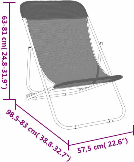 vidaXL Lounger-Armchair Beach with Recline 3 Slots Red Waterproof 83x57.5x81cm Set of 2pcs