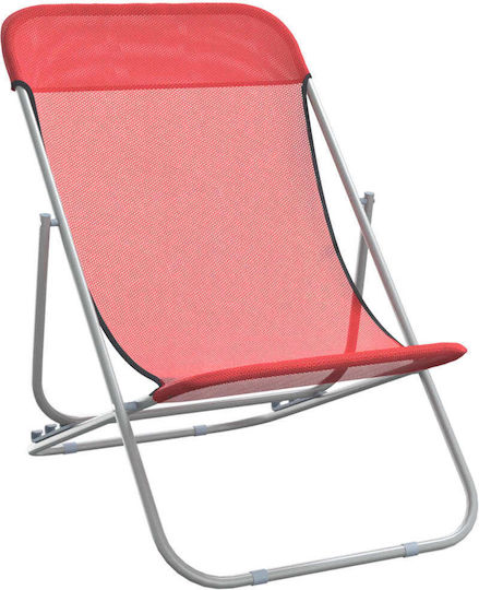 vidaXL Lounger-Armchair Beach with Recline 3 Slots Red Waterproof 83x57.5x81cm Set of 2pcs