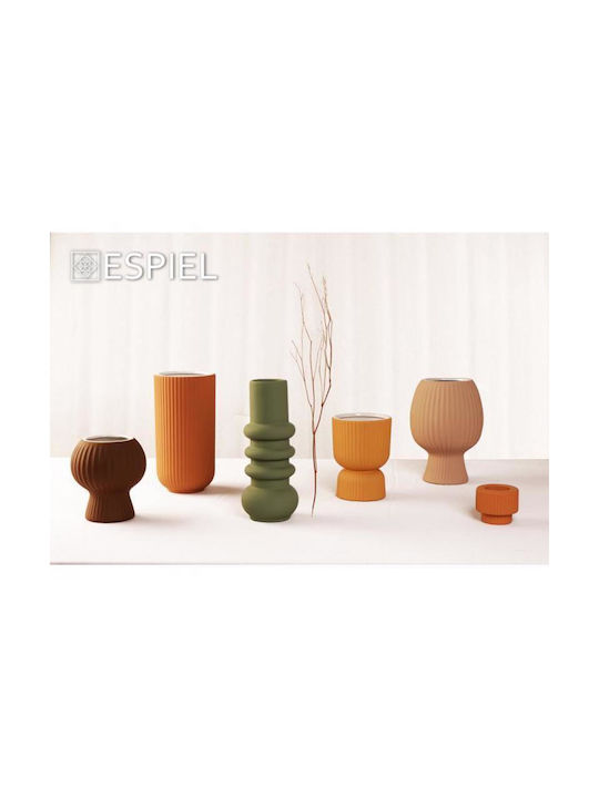 Espiel Candle Holder suitable for Tealights Ceramic in Orange Color 7x6x6cm 1pcs