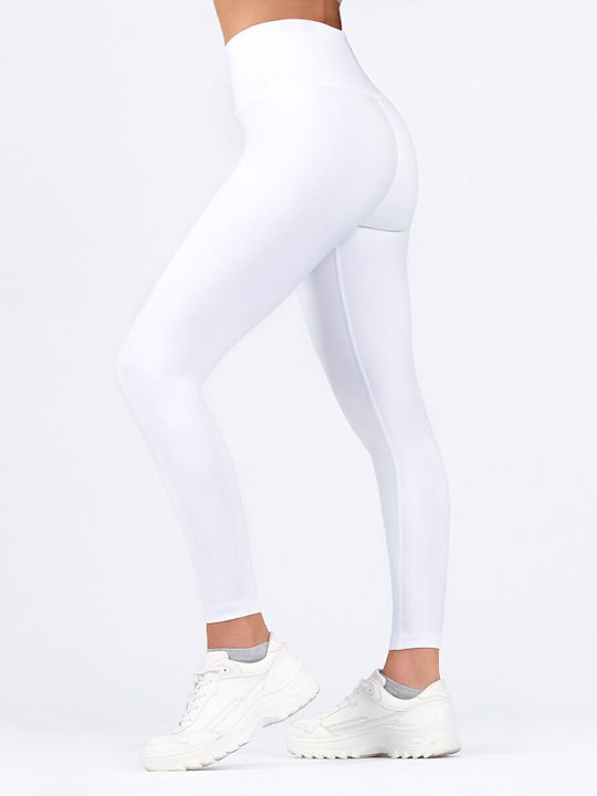Querto Leggings Pentru Instruire Colanți Lung Strângere Talie Înaltă și Push Up Albi