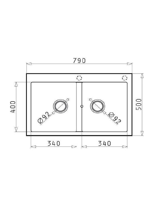 Pyramis Alazia 2B 079810911 Drop-In Мивка от Синтетичен Гранит Ш79xД50см Сняг