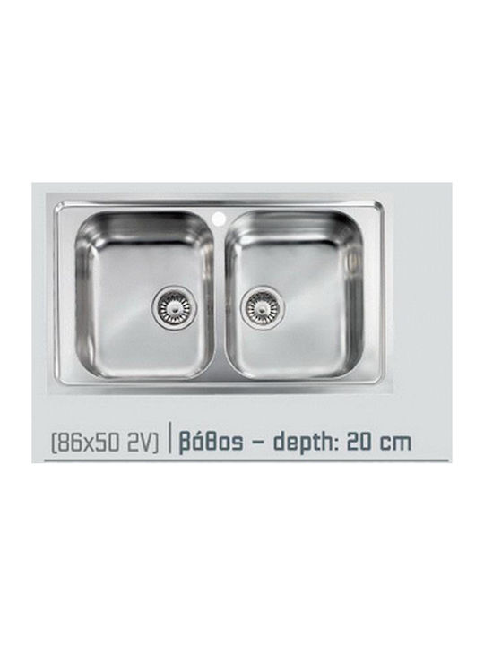 Sanitec Drop-In Spüle Inox Matt B86xT50cm Silber
