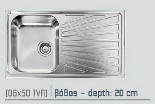 Sanitec Cometa Ένθετος Νεροχύτης Inox Σατινέ Μ86xΠ50cm Ασημί