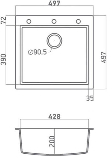 Sanitec Ultra Granite Drop-In Spüle aus Verbundgranulat B50xT50cm Ocra