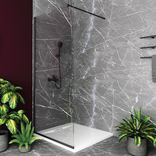 Orabella Serena Διαχωριστικό Ντουζιέρας 60x200cm Clean Glass Black Matt