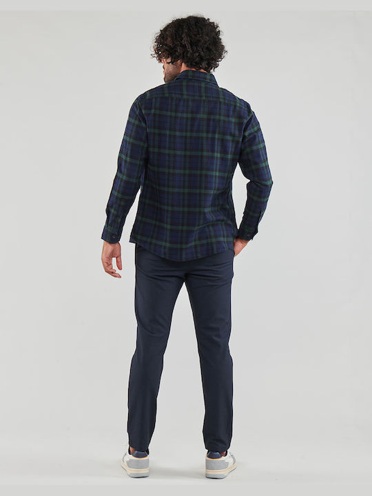 Selected Men's Shirt Long Sleeve Checked Navy Blue