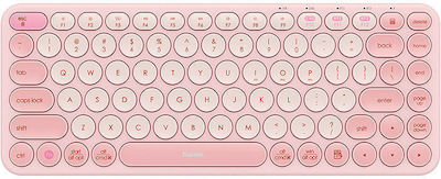 Baseus K01A Tri-Mode Ασύρματο Bluetooth Πληκτρολόγιο Αγγλικό US Baby Pink