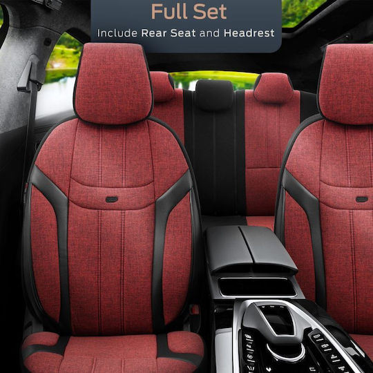 Otom Set Huse Auto 11buc Piele sintetica Universal Roșu