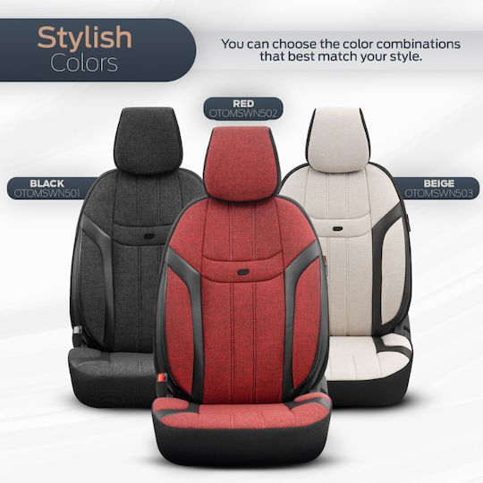 Otom Set Huse Auto 11buc Piele sintetica Universal Roșu