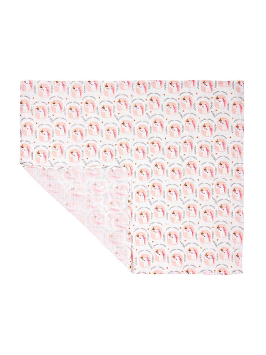 Jukki Tetro Unicorn Muslin Swaddle Wrap Pink 70x80cm.