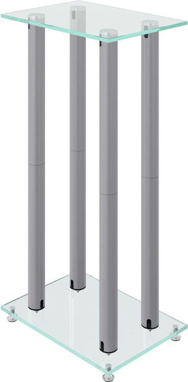 vidaXL Speaker Stands with 4 Columns from Tempered Glass in Silver Color