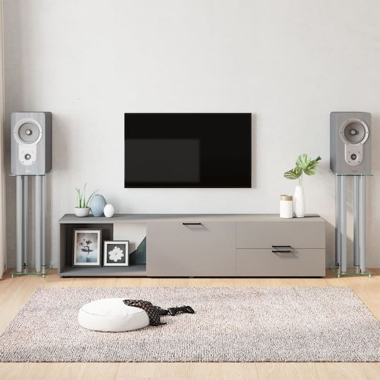 vidaXL Speaker Stands with 4 Columns from Tempered Glass in Silver Color