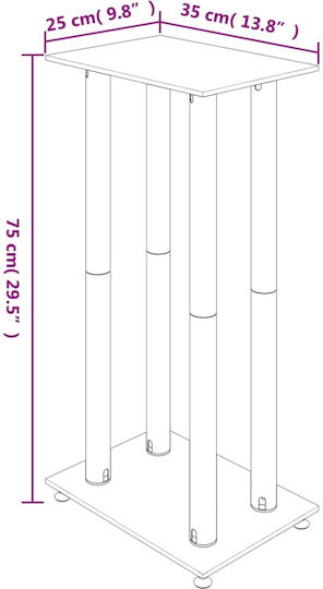 vidaXL Speaker Stands with 4 Columns from Tempered Glass in Silver Color