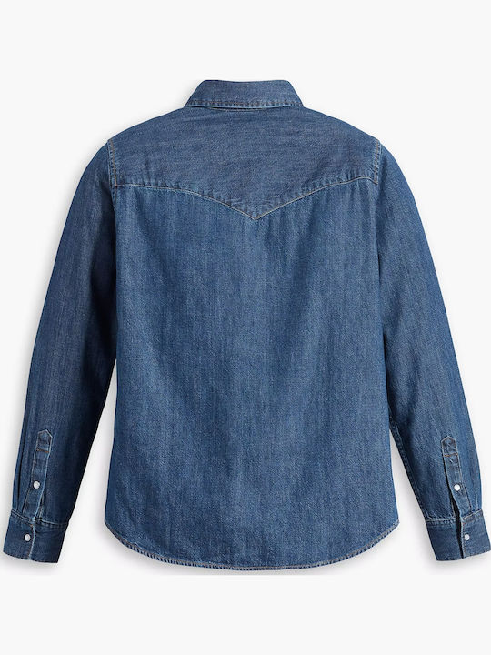 Western Women's Denim Long Sleeve Shirt Blue